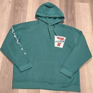 7Eleven Sz XL Green Hoodie Mens Good Preowned Condition